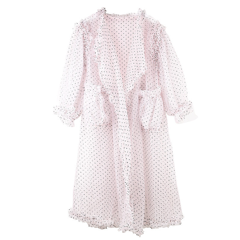 Pink polka dot dress or Cover Up on a white background