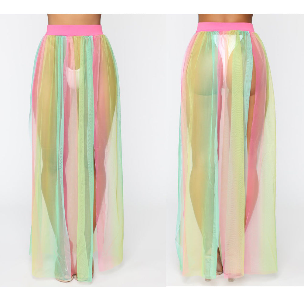 Pastel striped pants on a white background