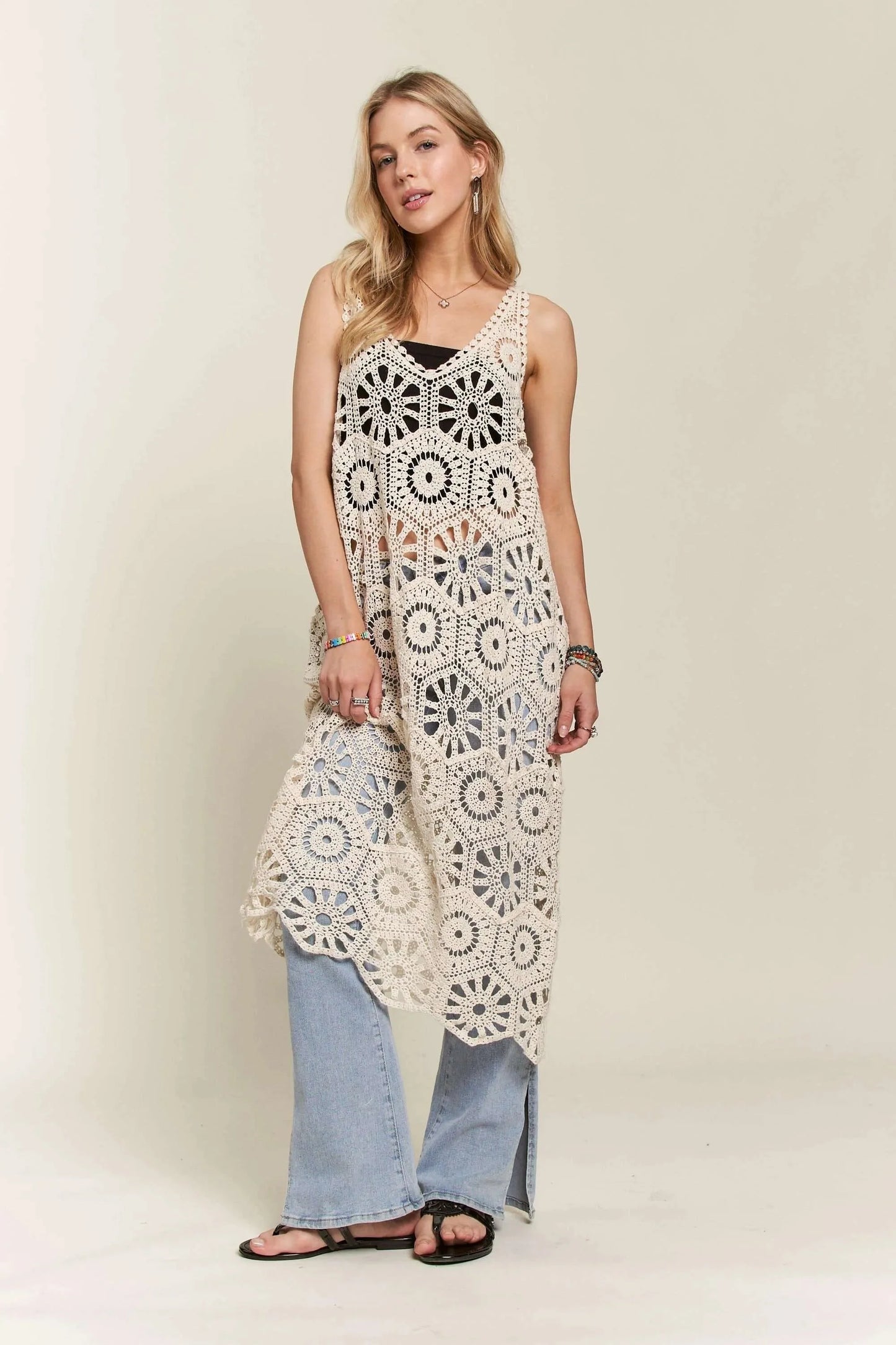 ADORA Crochet Cover-Up Tunic Top-2