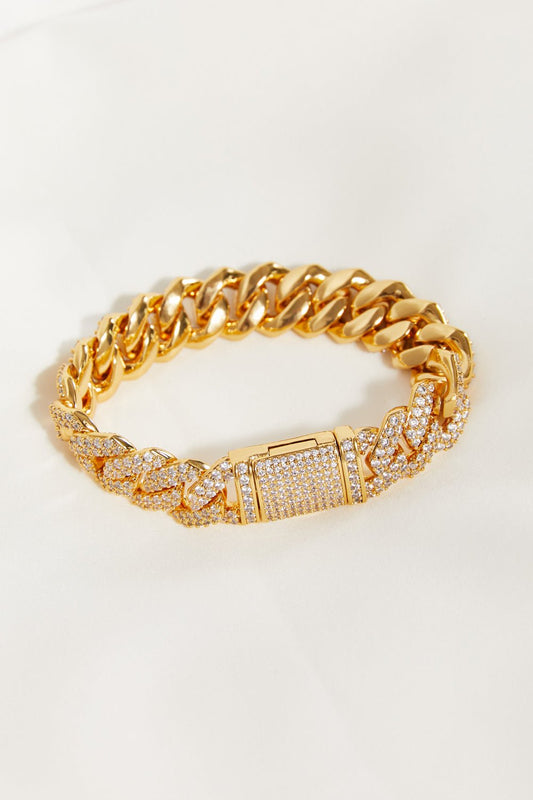 Alloy Inlaid Zircon Bracelet-0